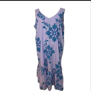 Vintage Hilo Hattie Hawaiian Dress XL Purple Blue Green Tiki USA Made
